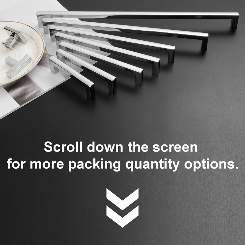 KOOFIZO Solid Square Bar Cabinet Handle - Chrome Furniture Pull, 3.8 Inch/96mm Screwhole Distance, 10-Pack for Kitchen Cupboard Door, Bedroom Dresser Drawer, Bathroom Wardrobe Hardware - Image 5
